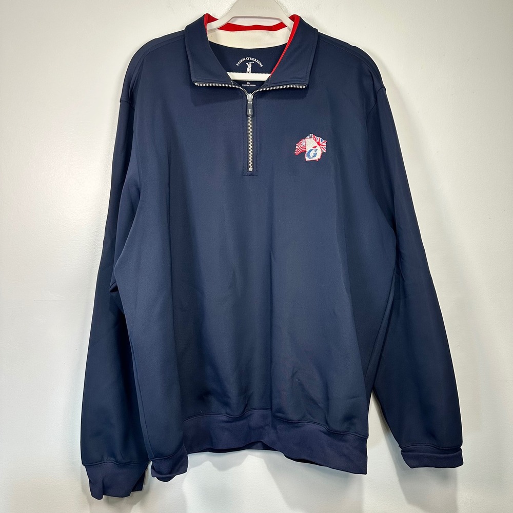 Fairway & Greene Tech Pullover Mens XL‎ Golf Flags Quarter Zip Navy